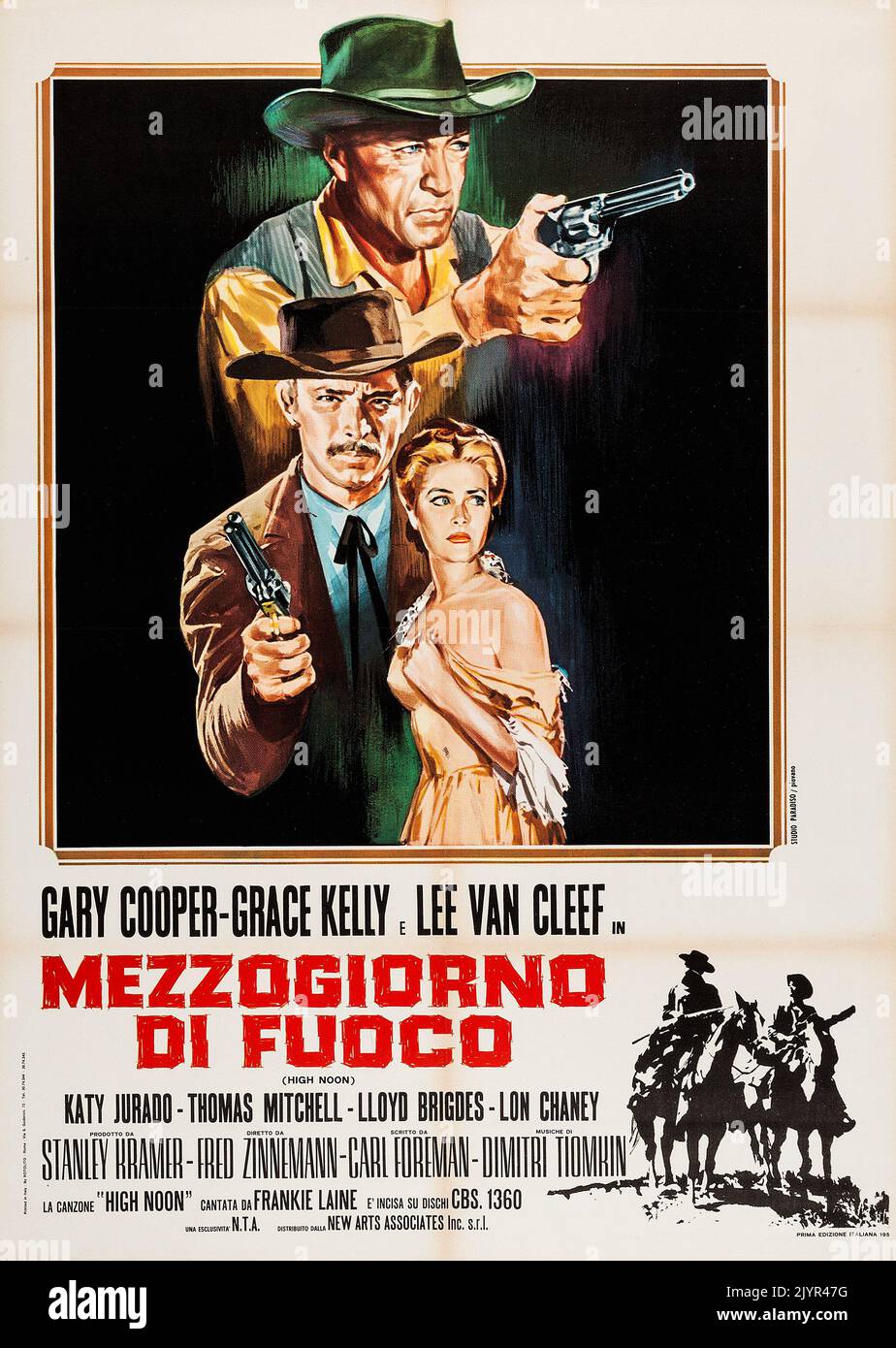 High Noon 1952 (Artistas Unidos, R-1960s). Cartel italiano feat Gary Cooper - película occidental Foto de stock