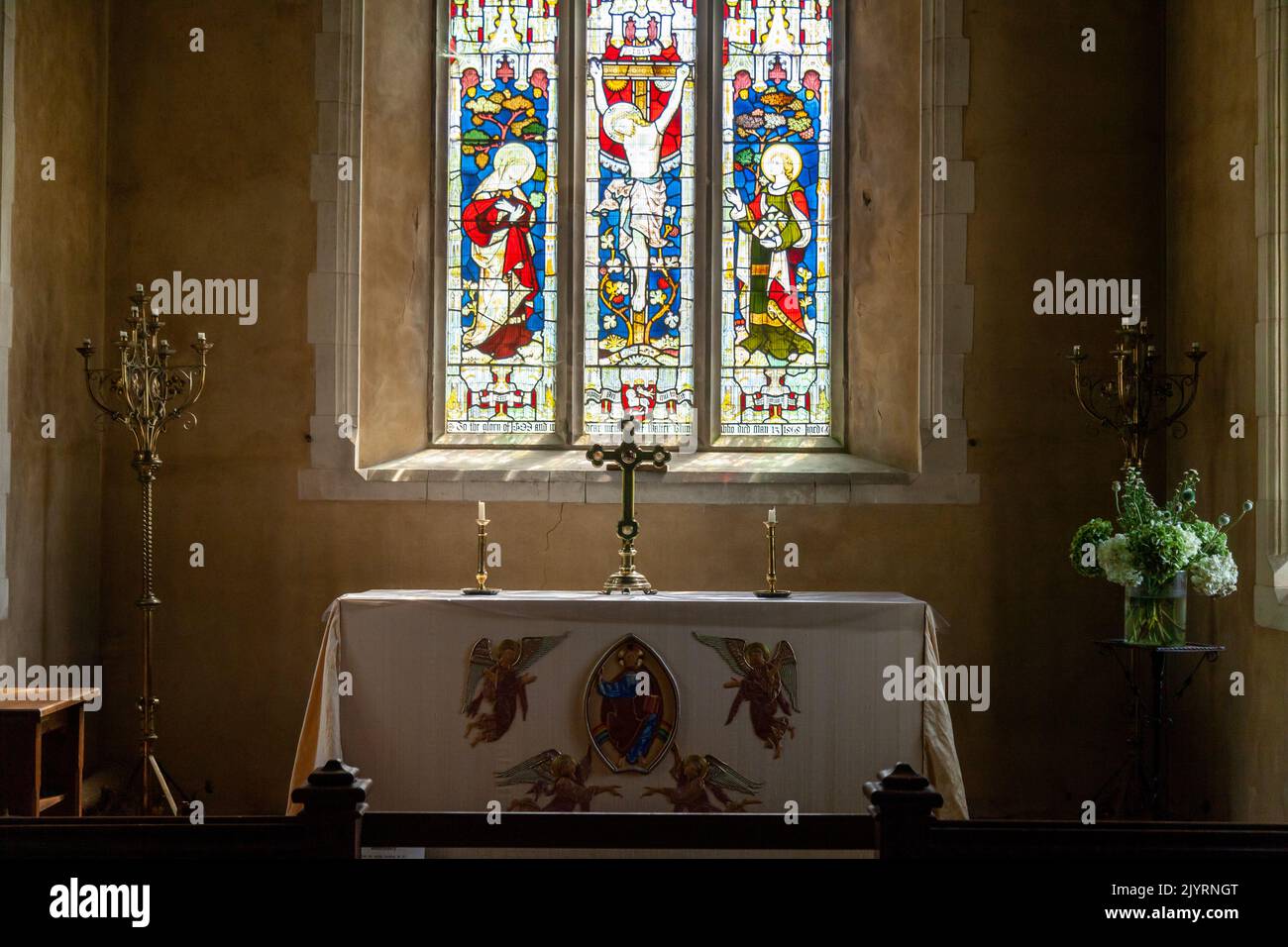 The Alter in St Andrews Church Nether Wallop, Hampshire, Inglaterra Foto de stock