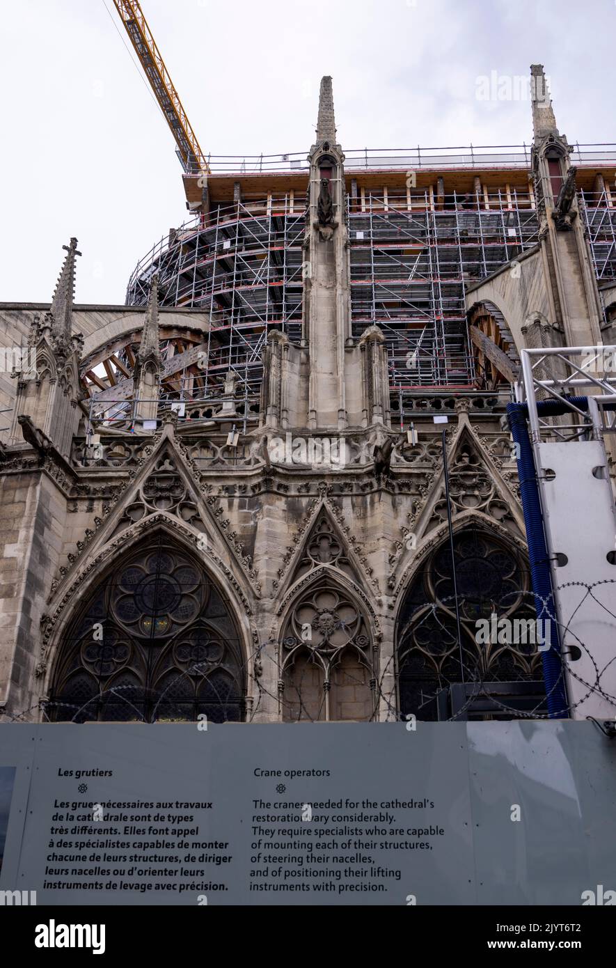 Notre Dame en restauración, París, Francia. Foto de stock