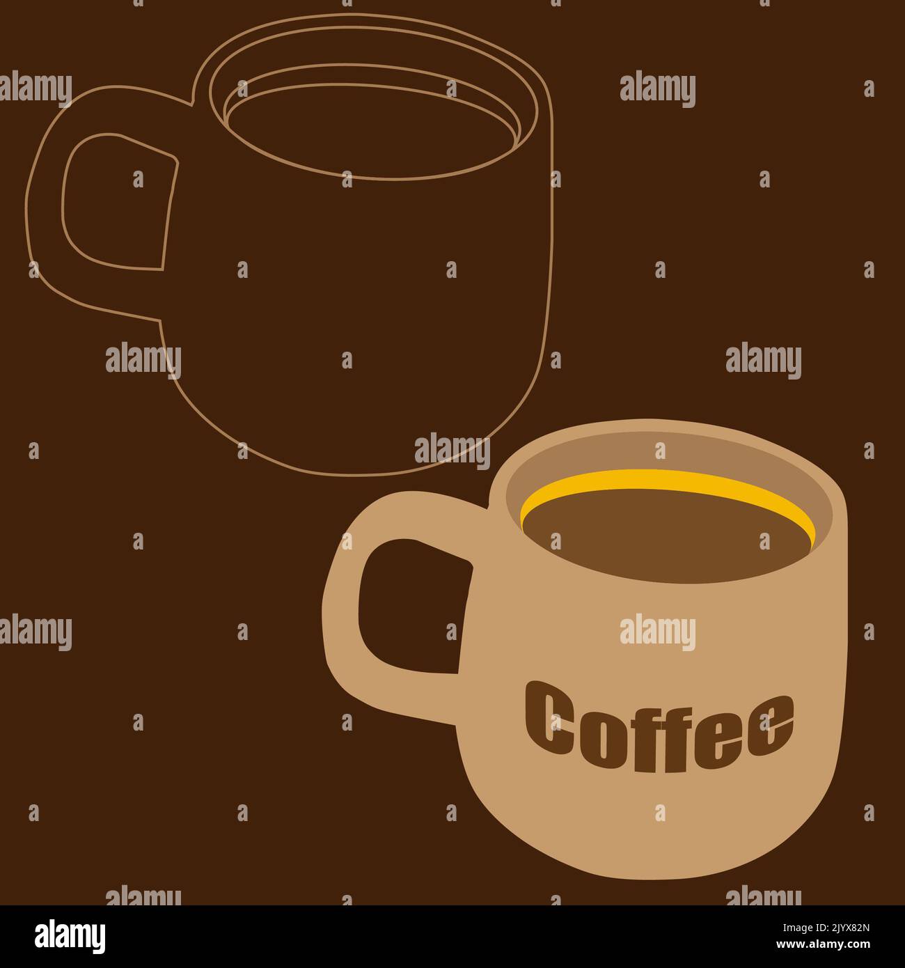 Ilustración de una taza grande llena de café con espuma