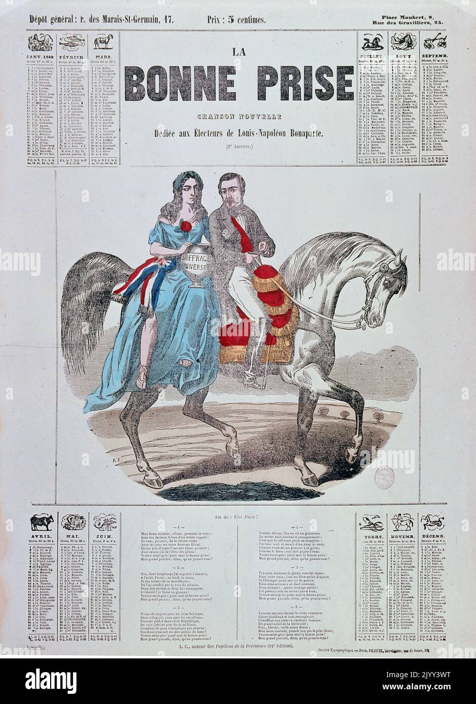 1848, cartel de propaganda electoral que representa a Napoleón III