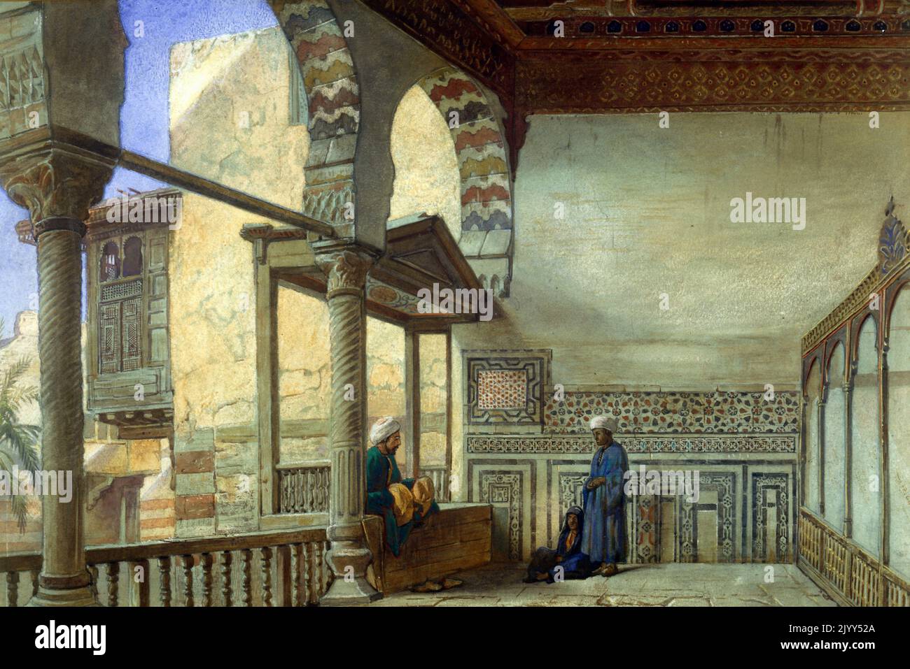 Loggia, de la Casa de Verano del Mamluk, Casa de Radnau Bey, El Cairo, Egipto. 1870. Por Frank Dillon Foto de stock