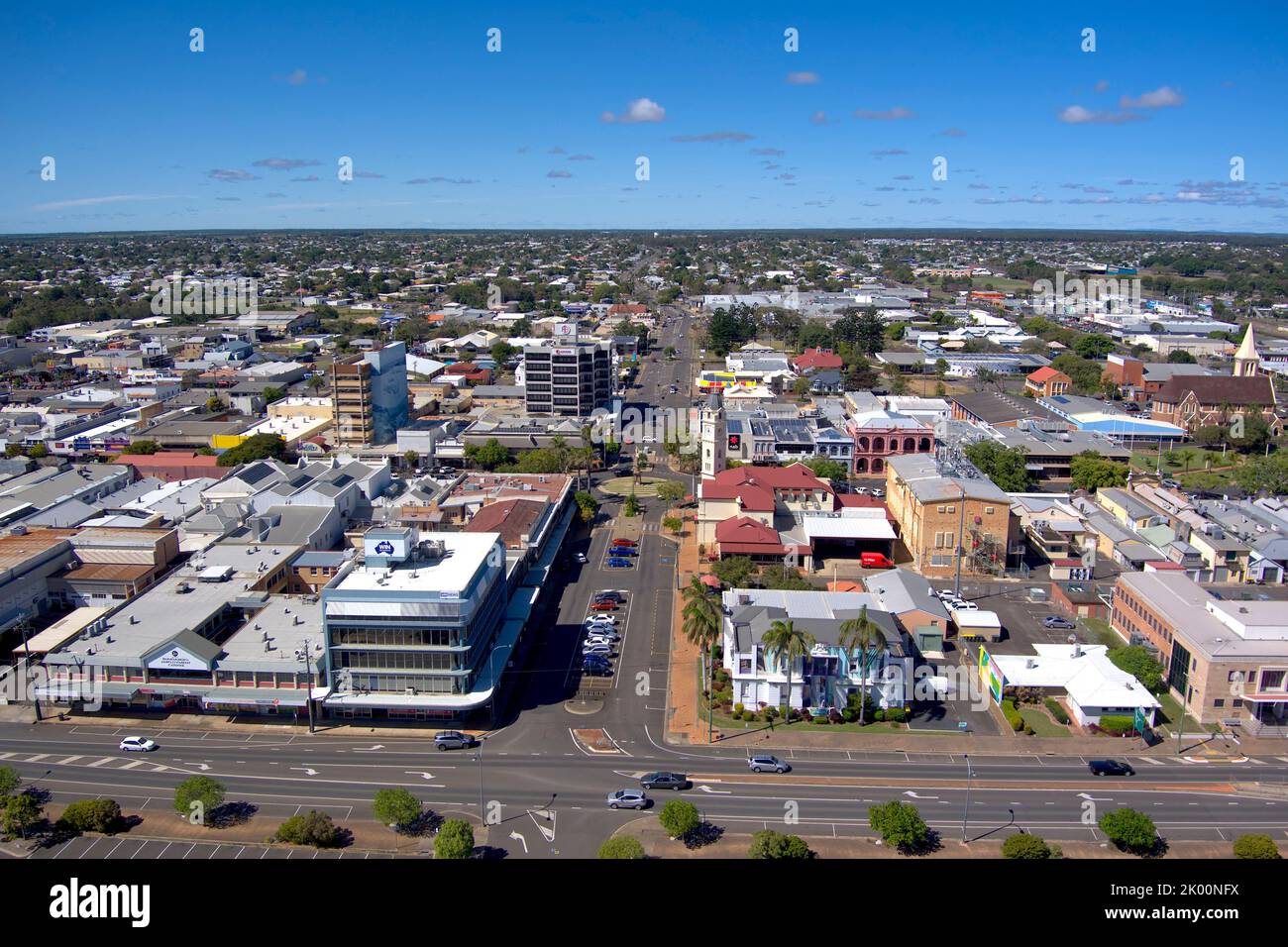 Aéreo del CBD Bundaberg Queensland Australia Foto de stock