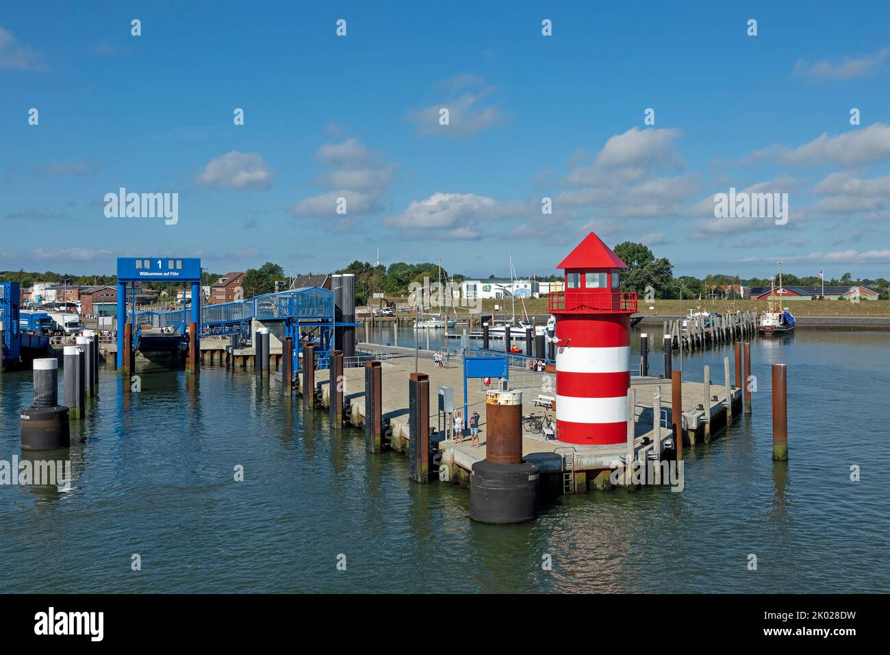 puerto, faro, Wyk, isla de Föhr, Frisia del Norte, Schleswig-Holstein, Alemania Foto de stock