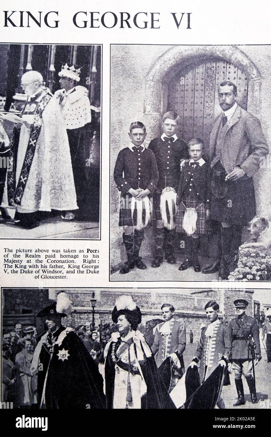 El príncipe Alberto (más tarde duque de York y rey Jorge VI) se encuentra con su padre alrededor de 1905 (más tarde príncipe de Gales y rey Jorge V) y sus hermanos el príncipe Eduardo duque de Windsor y el príncipe Enrique de Gloucester Foto de stock