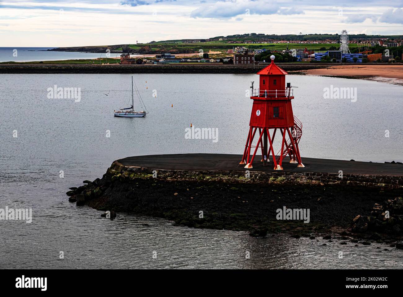 Faro de Tynemouth, Newcastle, Inglaterra Foto de stock