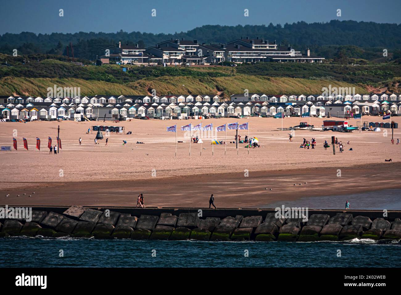 Impresión de playa en Ijmuiden, Países Bajos Foto de stock