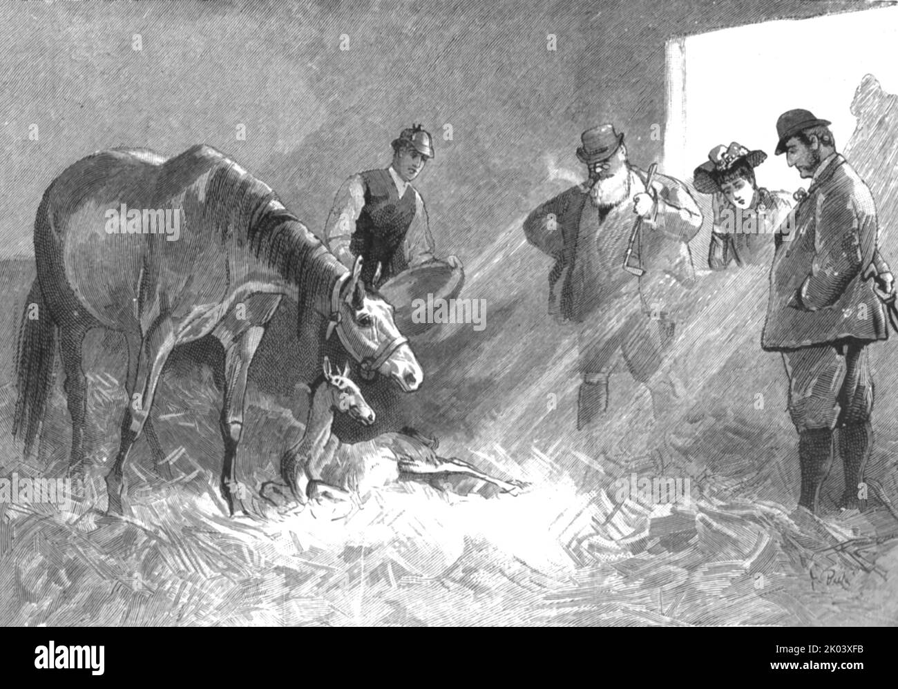 'The Racing Season- Notes at Newmarket; Visitors to a Nursery', 1890. De The Graphic. Un Diario Semanal Ilustrado, Volumen 41. De enero a junio de 1890. Foto de stock