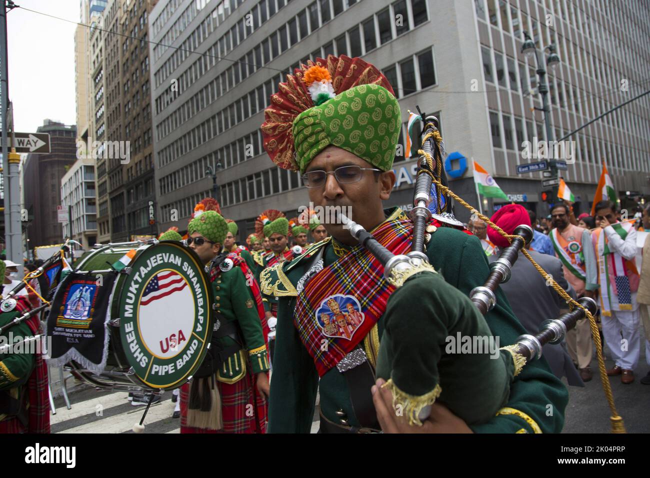 75th aniversario Desfile del Día de la Independencia de la India en Madison Avenue en la ciudad de Nueva York. Foto de stock