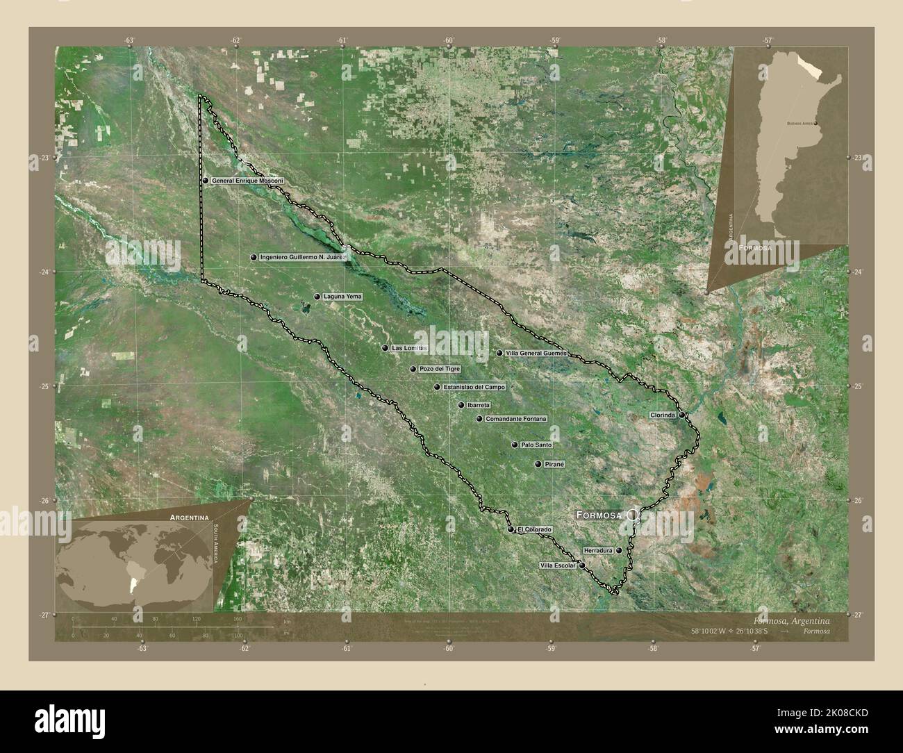 Formosa, provincia argentina. Mapa satelital de alta resolución