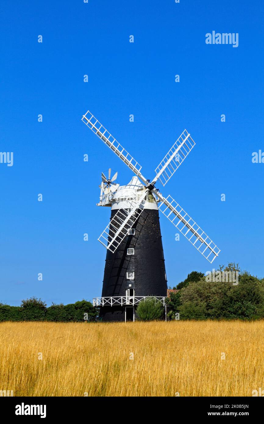Molino de viento Burnham Overy, molino de torre, 1816, Norfolk, Inglaterra, REINO UNIDO Foto de stock