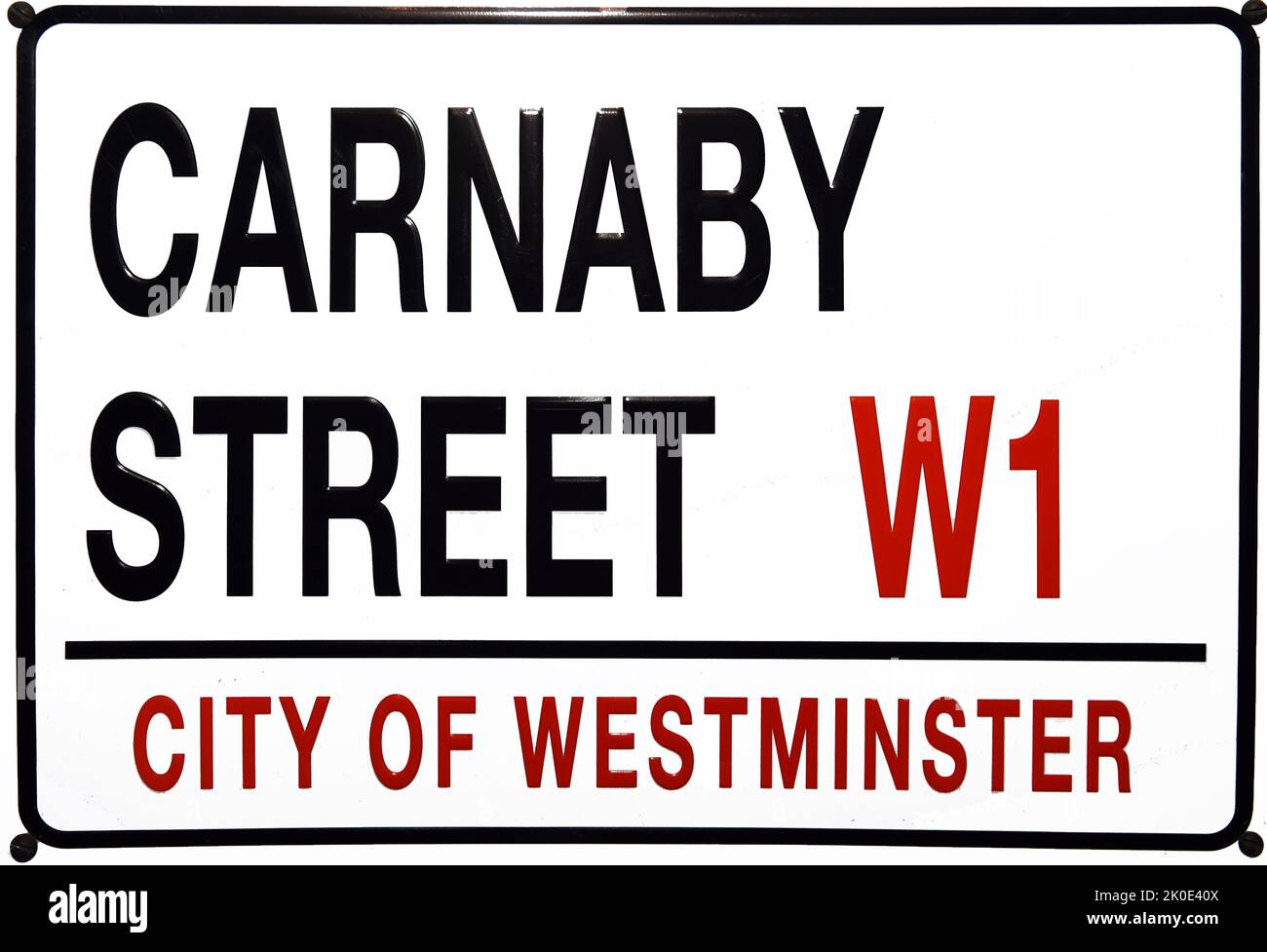 Carnaby Steet, señal de la famosa calle de la moda en la ciudad de Westminster, Londres. Foto de stock