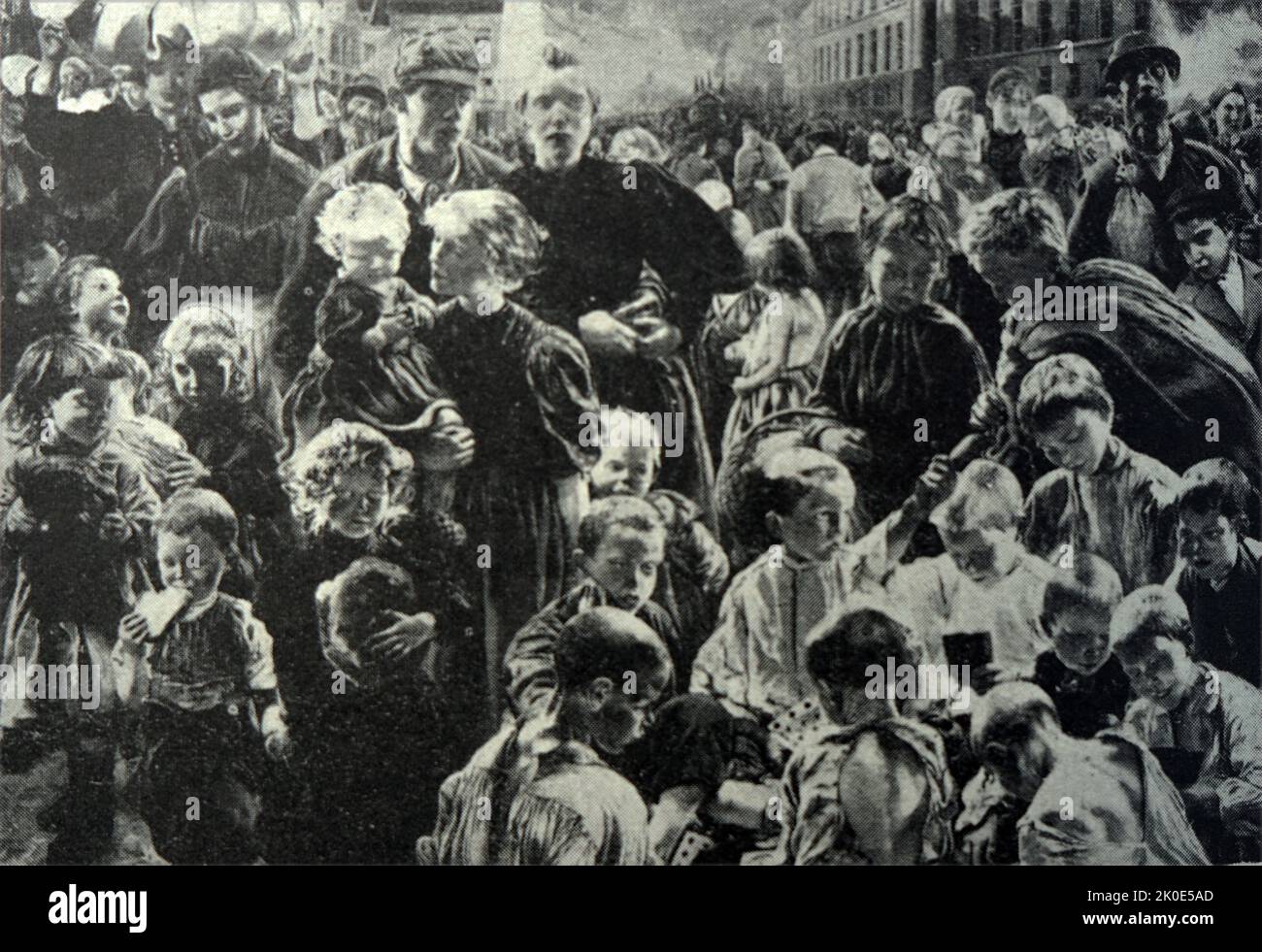 Las edades de los trabajadores - Tríptico - 1895-1897 (panel central) de Leon-Henri-Marie Frederic (1856 - 1940), pintor simbolista belga. Sus primeras pinturas unieron el misticismo cristiano con temas panteístas. Foto de stock