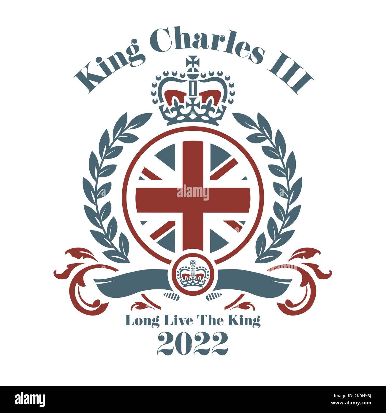 Rey Carlos III 2022 ilustración de vectores - Príncipe Carlos se convierte en Rey Carlos después de la muerte de la Reina. Ilustración del Vector