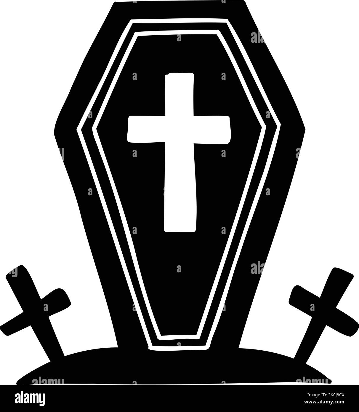 Ilustración de la tumba de Halloween dibujada a mano aislada sobre el