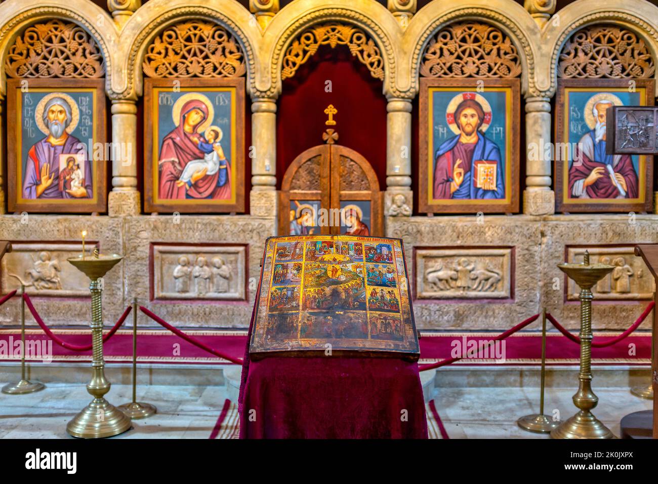 Interior del monasterio de Sapara, distrito de Akhaltsikhe, Georgia Foto de stock