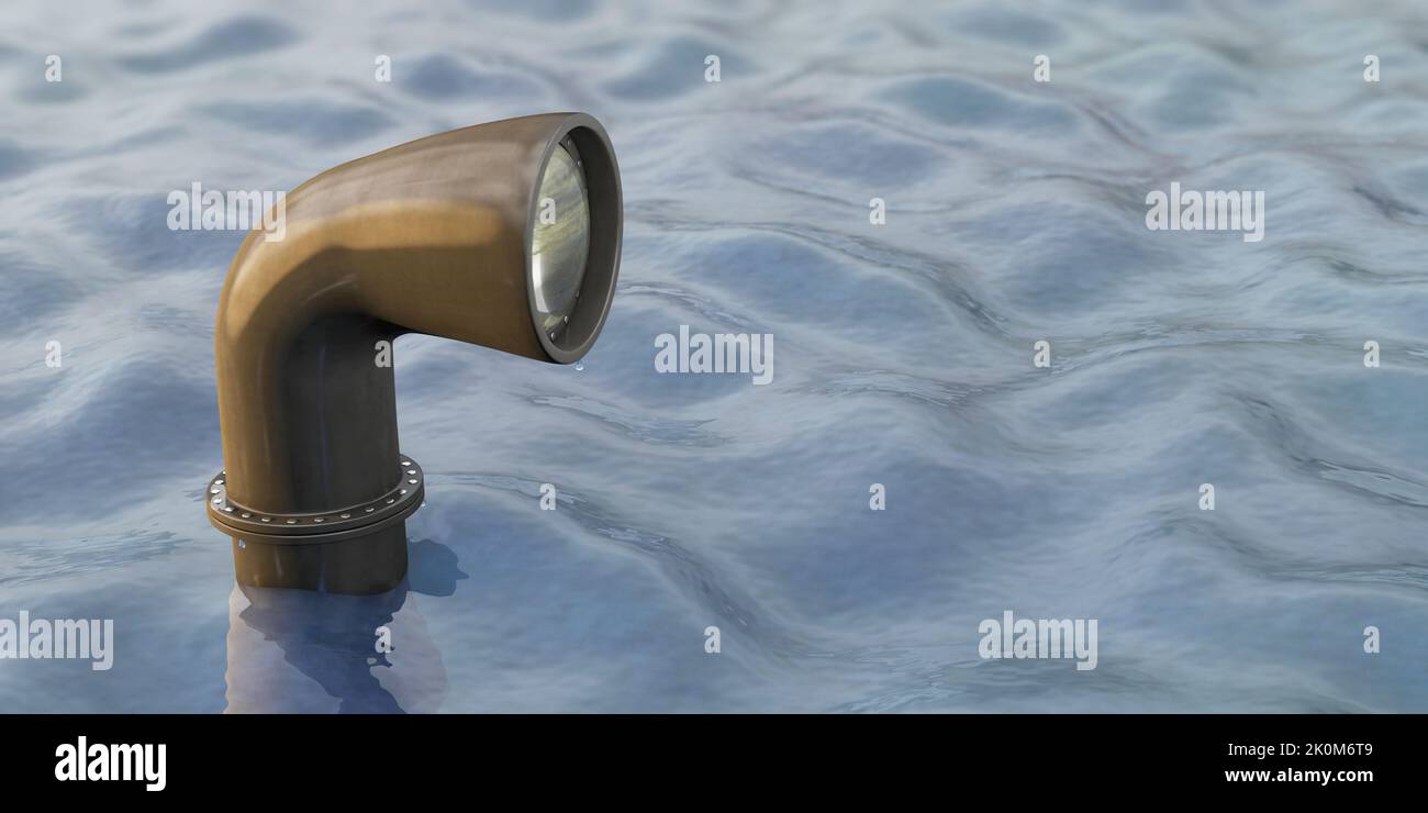 Periscopio sobre la superficie del agua Foto de stock
