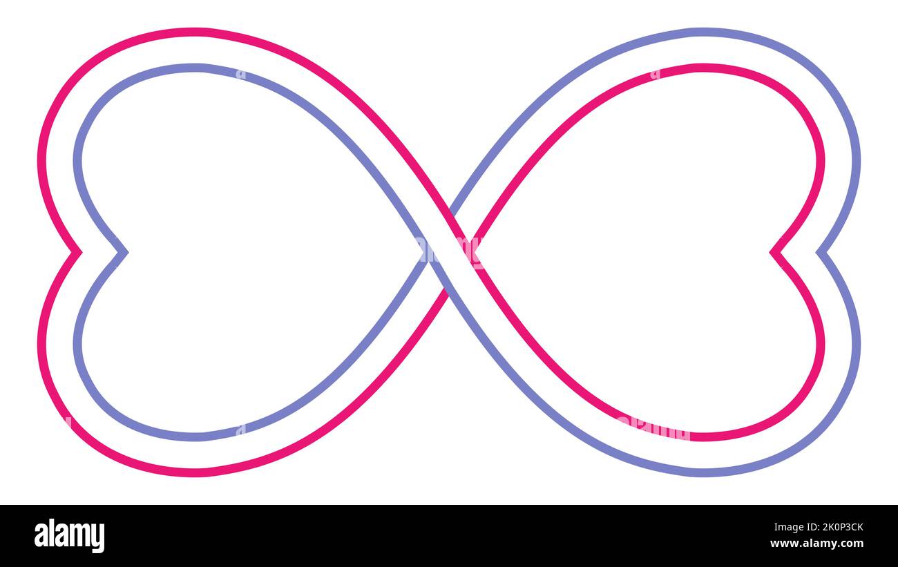 Logotipo bucle infinito amor corazón yin yang boda pareja felicidad Ilustración del Vector