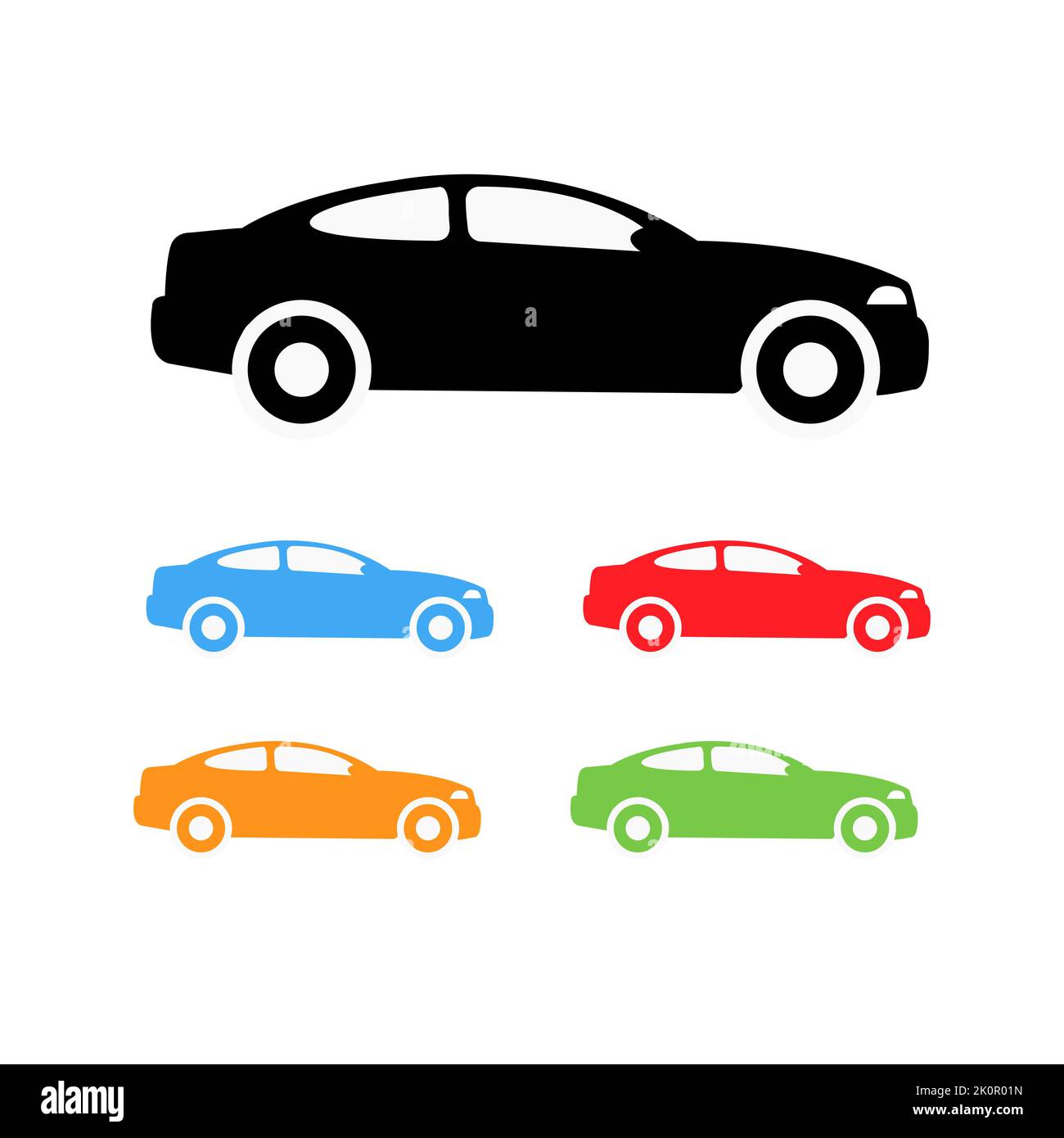 Conjunto de siluetas de coches de colores vectoriales Ilustración del Vector
