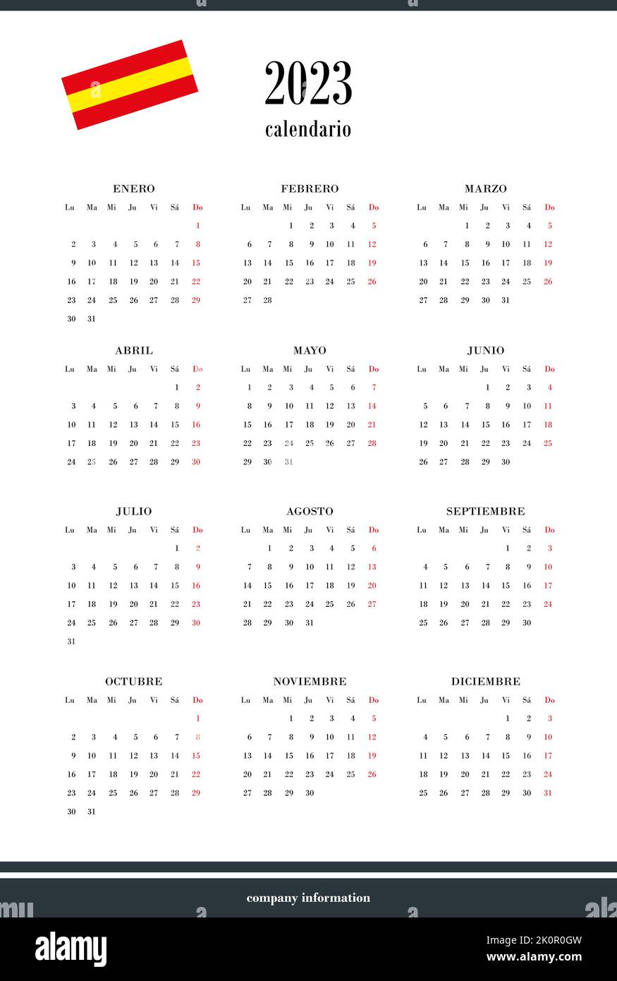Calendario 2023 Español Con Festivos Fotografías E Imágenes De Alta
