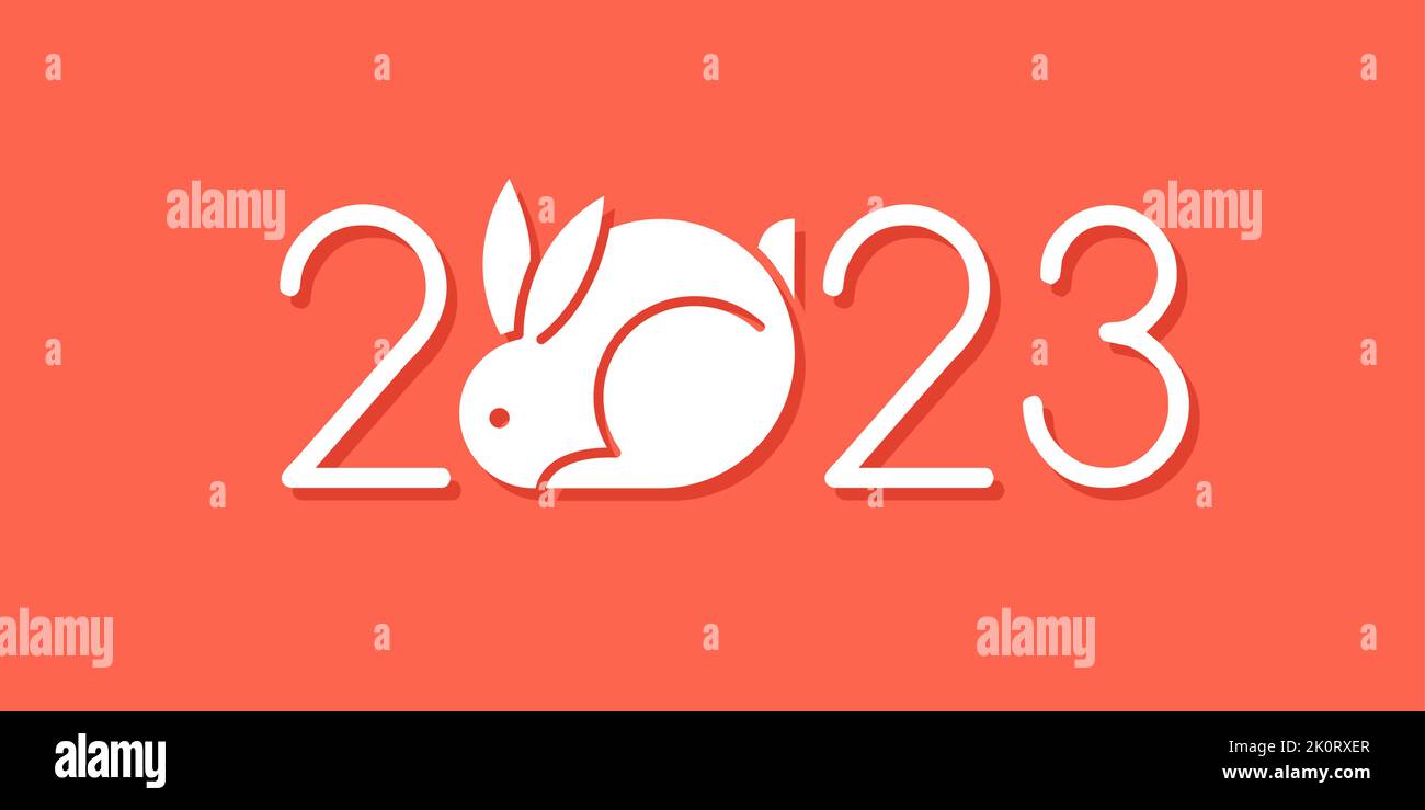 Feliz año nuevo Ilustración vectorial con origami 2023 años Números Bunny  Annual animal zodiaco signo de 2023 en el calendario chino. Año del Imagen  Vector de stock - Alamy