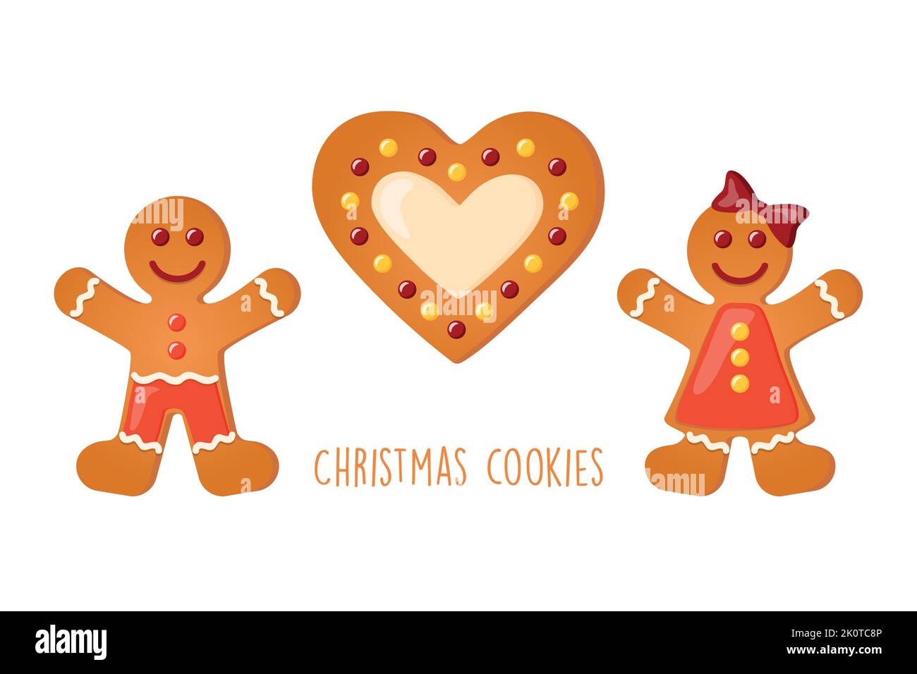 navidad galletas de jengibre juego dulce decoración amor Ilustración del Vector
