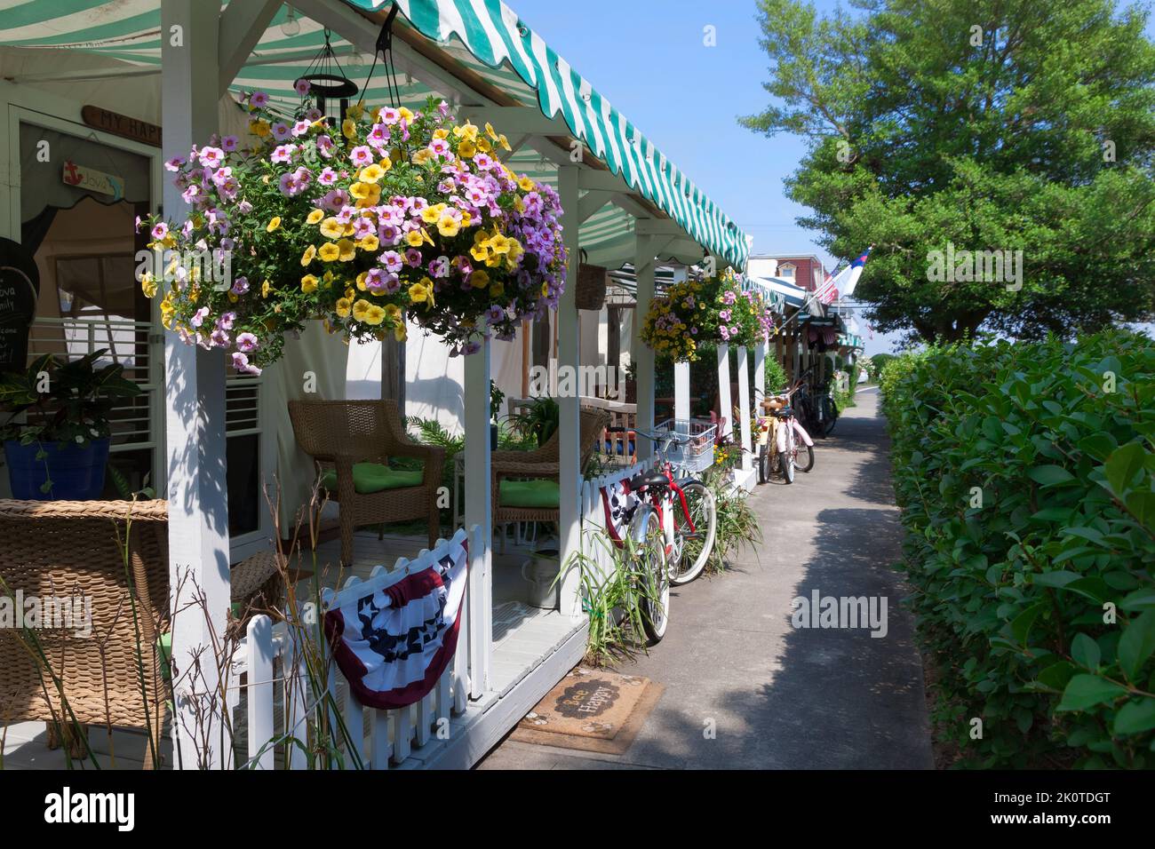 El histórico barrio de tiendas de campaña de Ocean Grove Camp Methodist en la costa de Nueva Jersey. Foto de stock