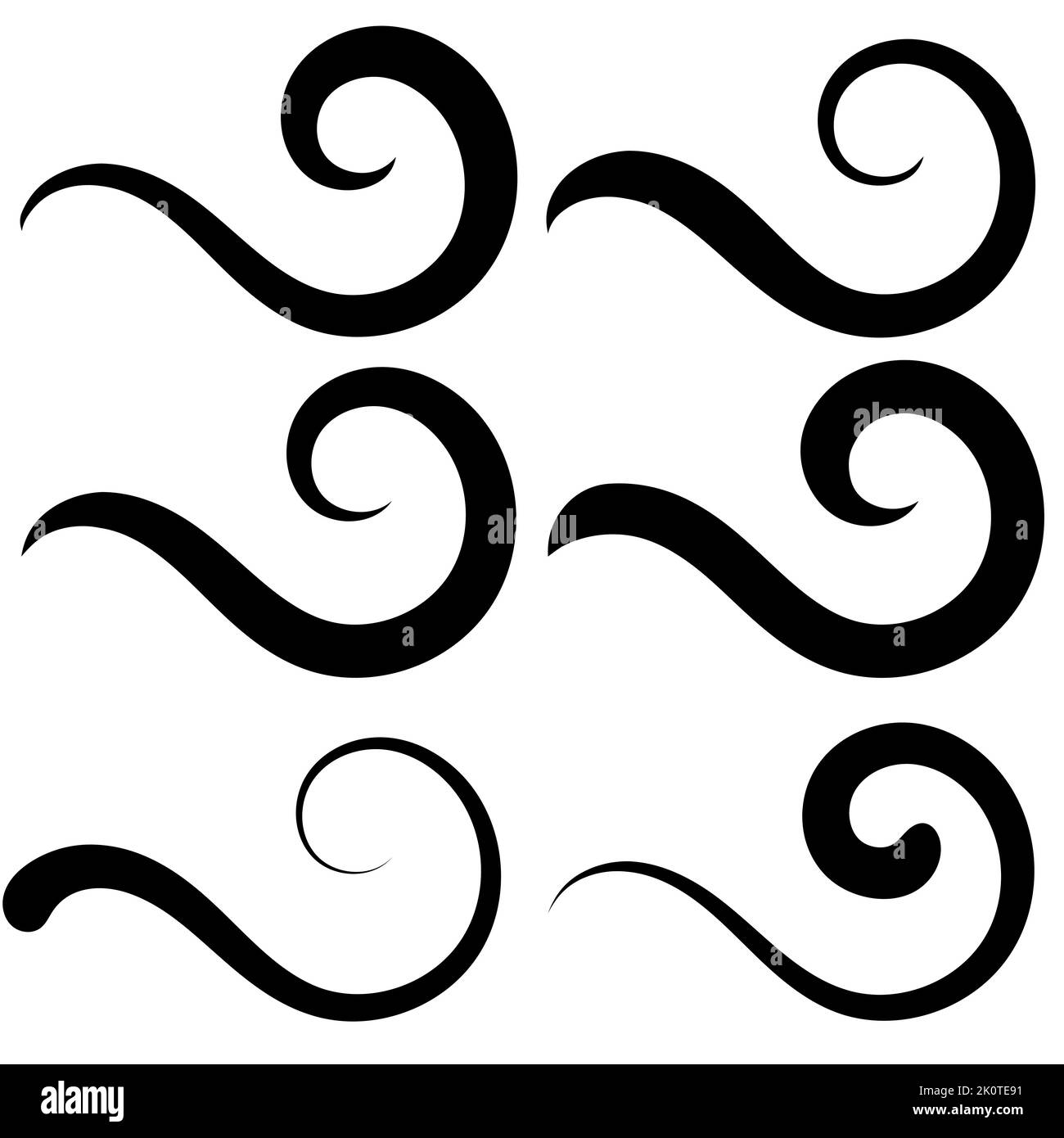 Línea de oscilación, rizado bajo, calligraphy Squiggle swoosh, subrayar pincel de trazo Ilustración del Vector