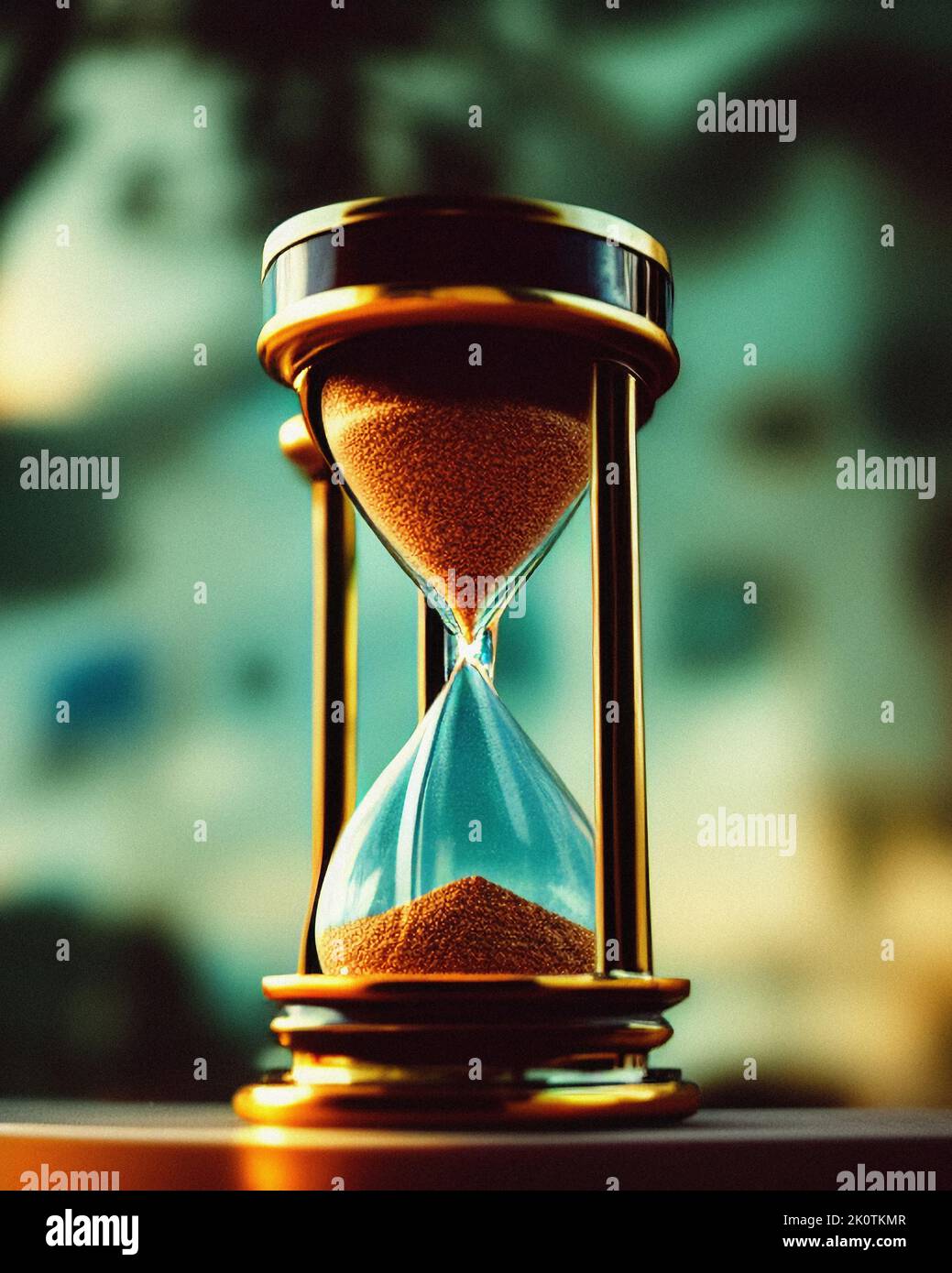 Un reloj de arena que marca el paso del tiempo Foto de stock