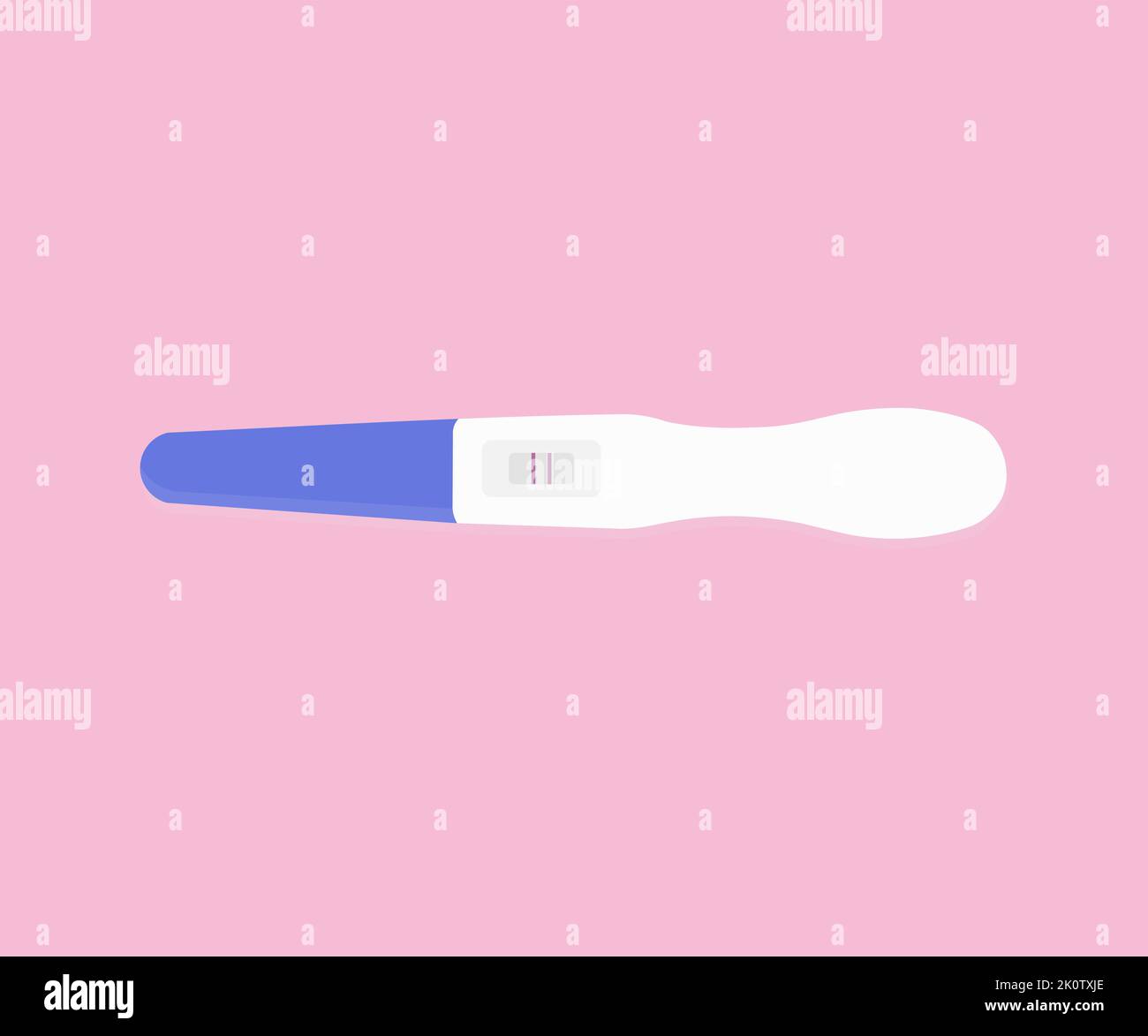 Prueba de embarazo con dos rayas sobre diseño de logotipo de fondo rosa pastel. Resultado positivo de la prueba de embarazo vector diseño e ilustración. Ilustración del Vector