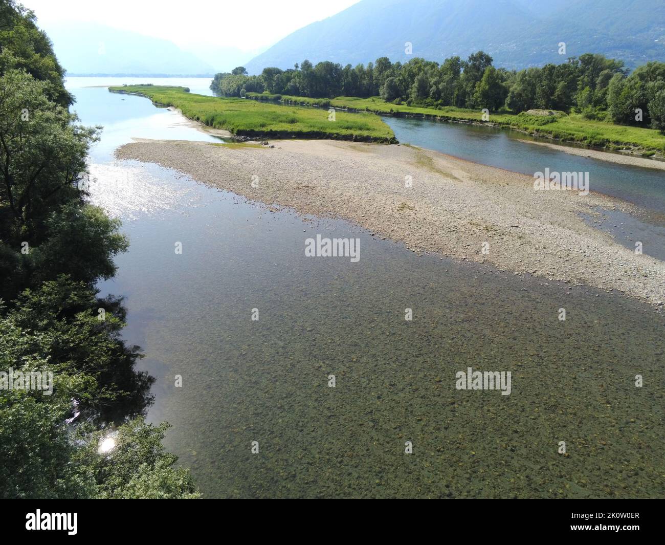 Die Bolle di Magadino, Feuchtgebiet und Biodiversitäts-Hotspot, an der Mündung des Ticino in den Lago Maggiore Foto de stock