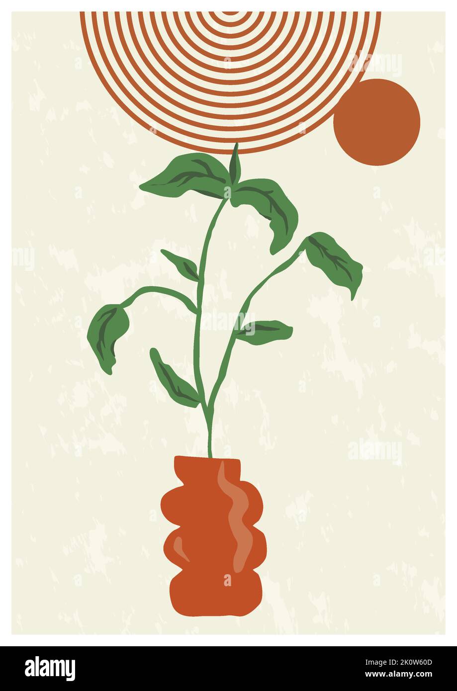 Diseño Artístico Artístico Artístico de Plantas para la Decoración de Pared, Postcard, P Ilustración del Vector