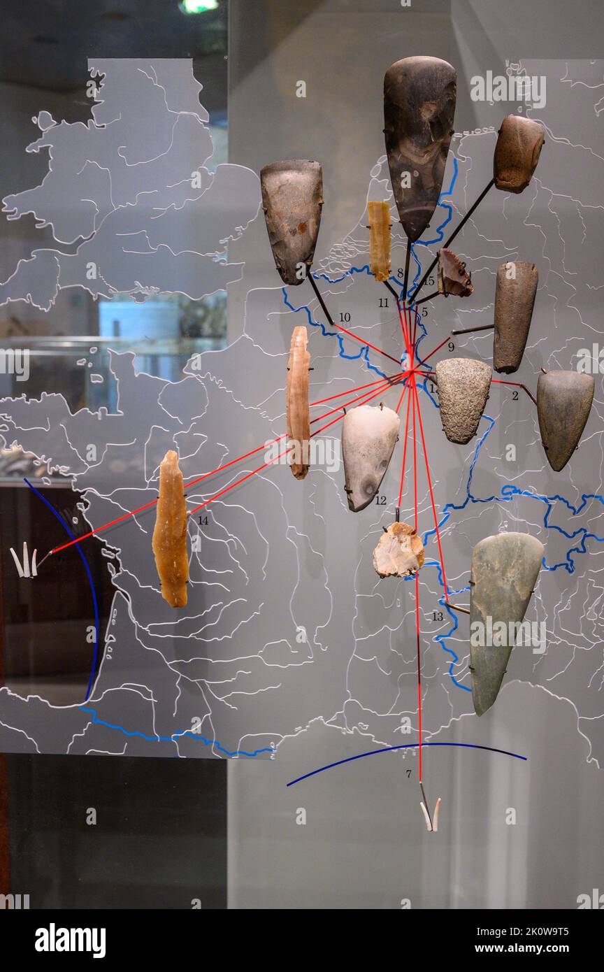 Distribución e importación de materias primas en el Neolítico en el territorio luxemburgués. Foto de stock