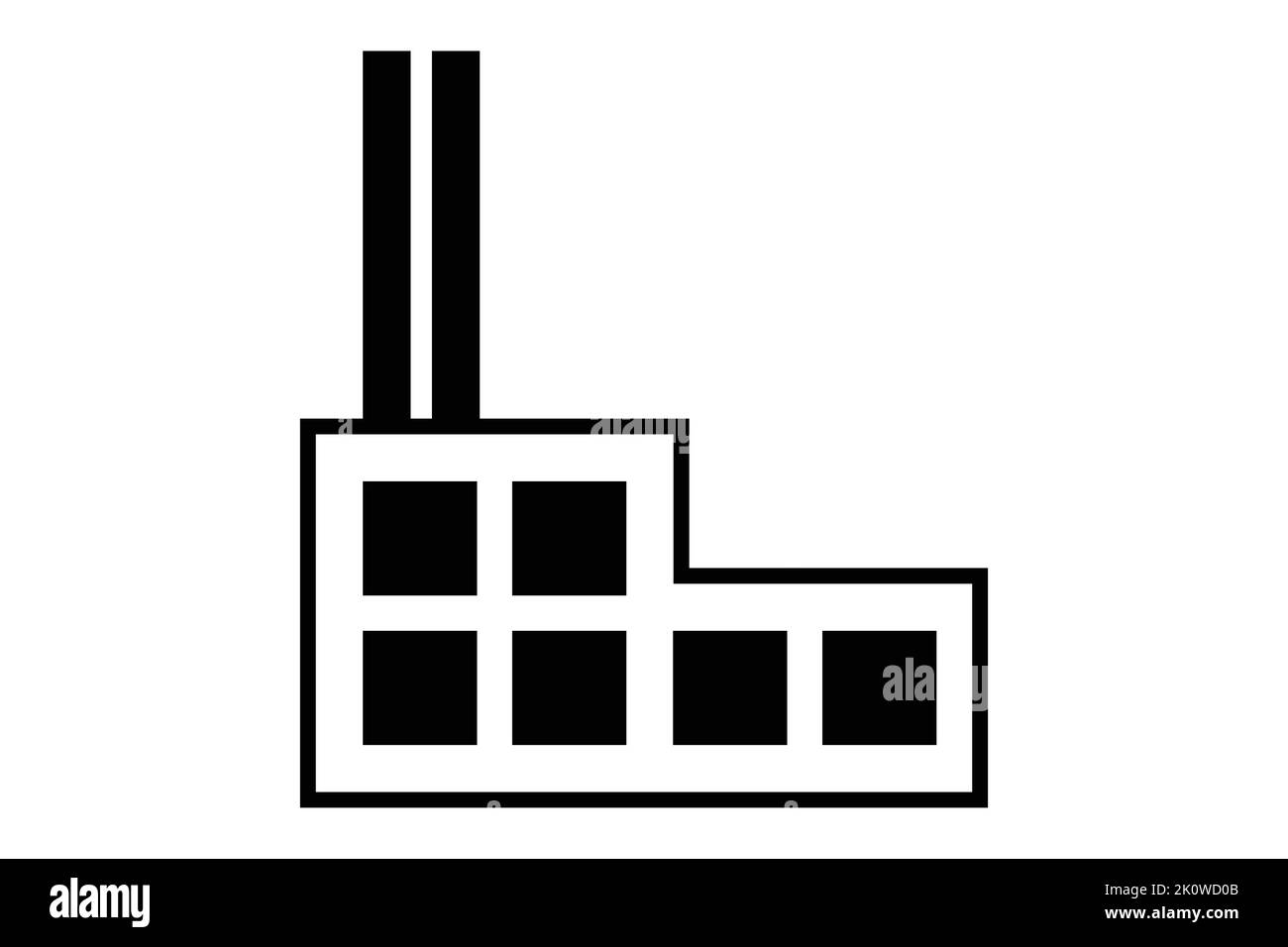 Icono de fábrica de diseño plano blanco negro - ilustración vectorial Ilustración del Vector