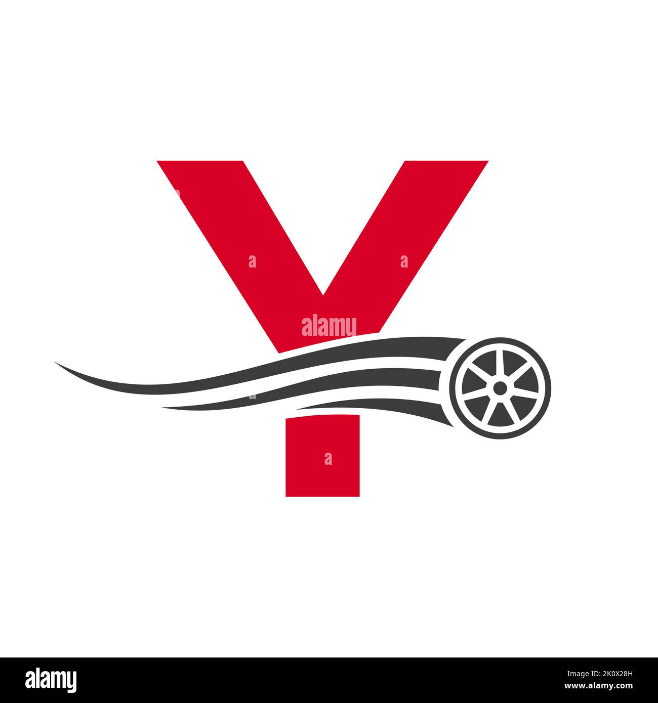 Letra Y Automotive Car Repair Logo Design Concepto con el icono de transporte Tire Plantilla
