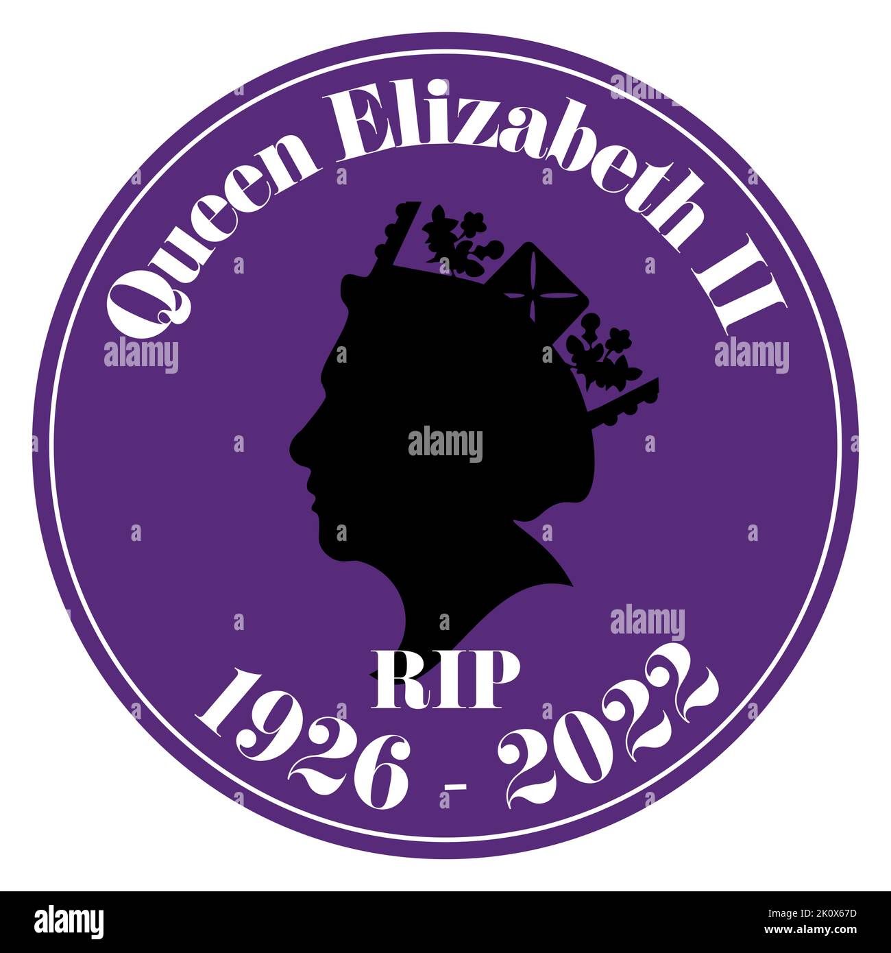 SWINDON, Reino Unido - 9 de septiembre de 2022 Queens Elizabeth muere - 1926 - 2022 Descanso en la ilustración del vector de la paz. Ilustración del Vector