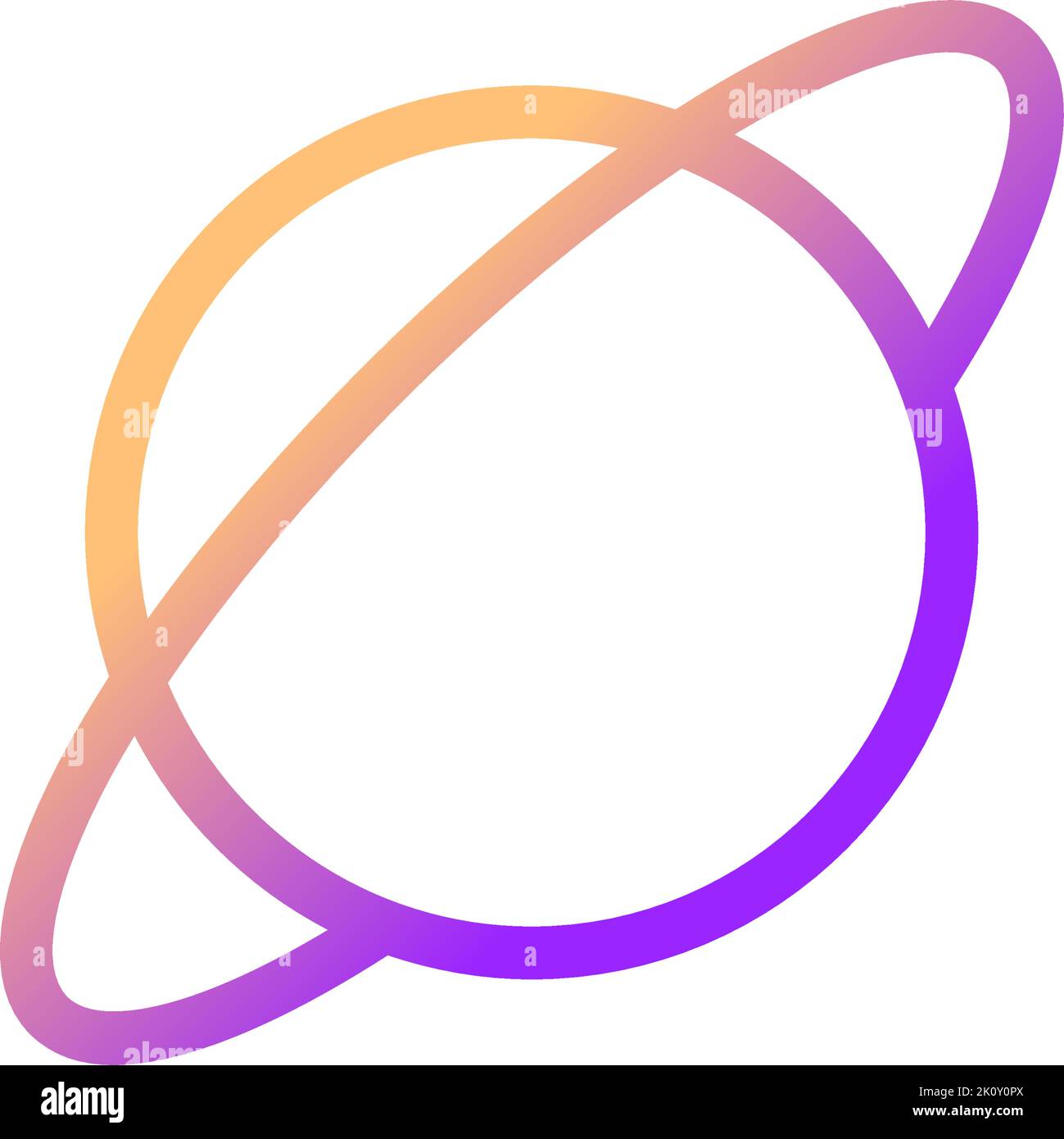 Planeta con icono de iu lineal de gradiente perfecto de píxel anular Ilustración del Vector
