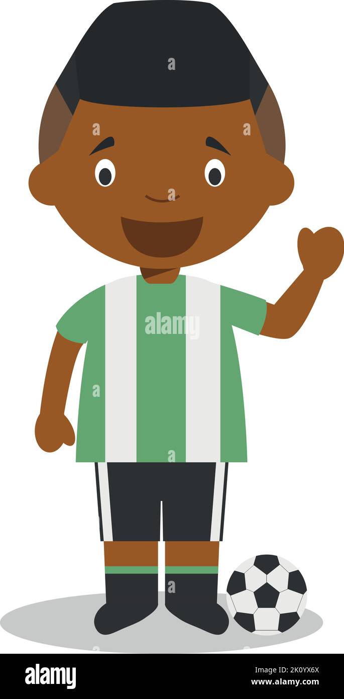 Ilustración de vector de dibujos animados de un jugador de fútbol negro o afroamericano. Ilustración del Vector