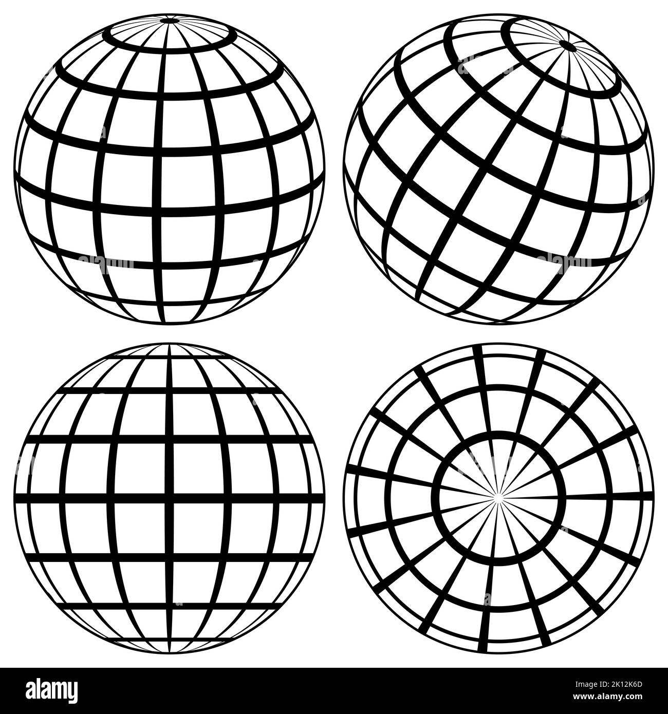 Globo línea esfera tierra, alambre rejilla global, 3D bola planeta Ilustración del Vector
