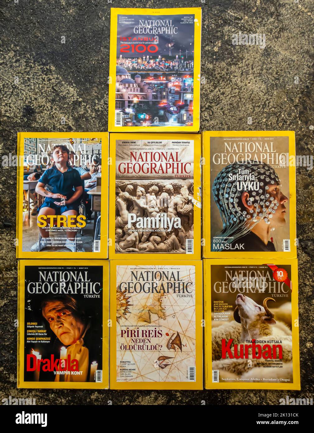 La revista National Geographic, ediciones turcas 2010s cubre la colección Foto de stock