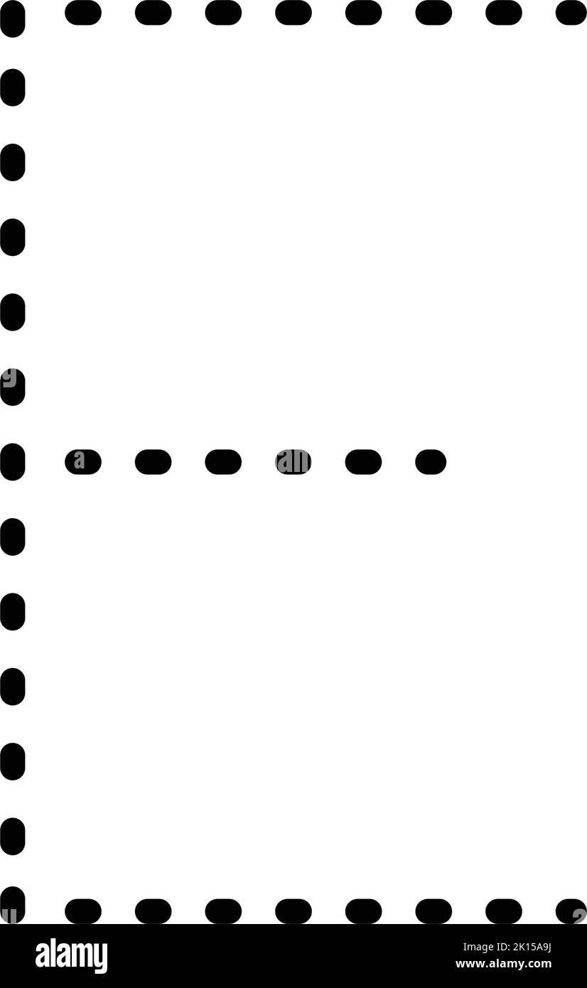 Trazando la letra E del alfabeto Preescritura del elemento de la línea