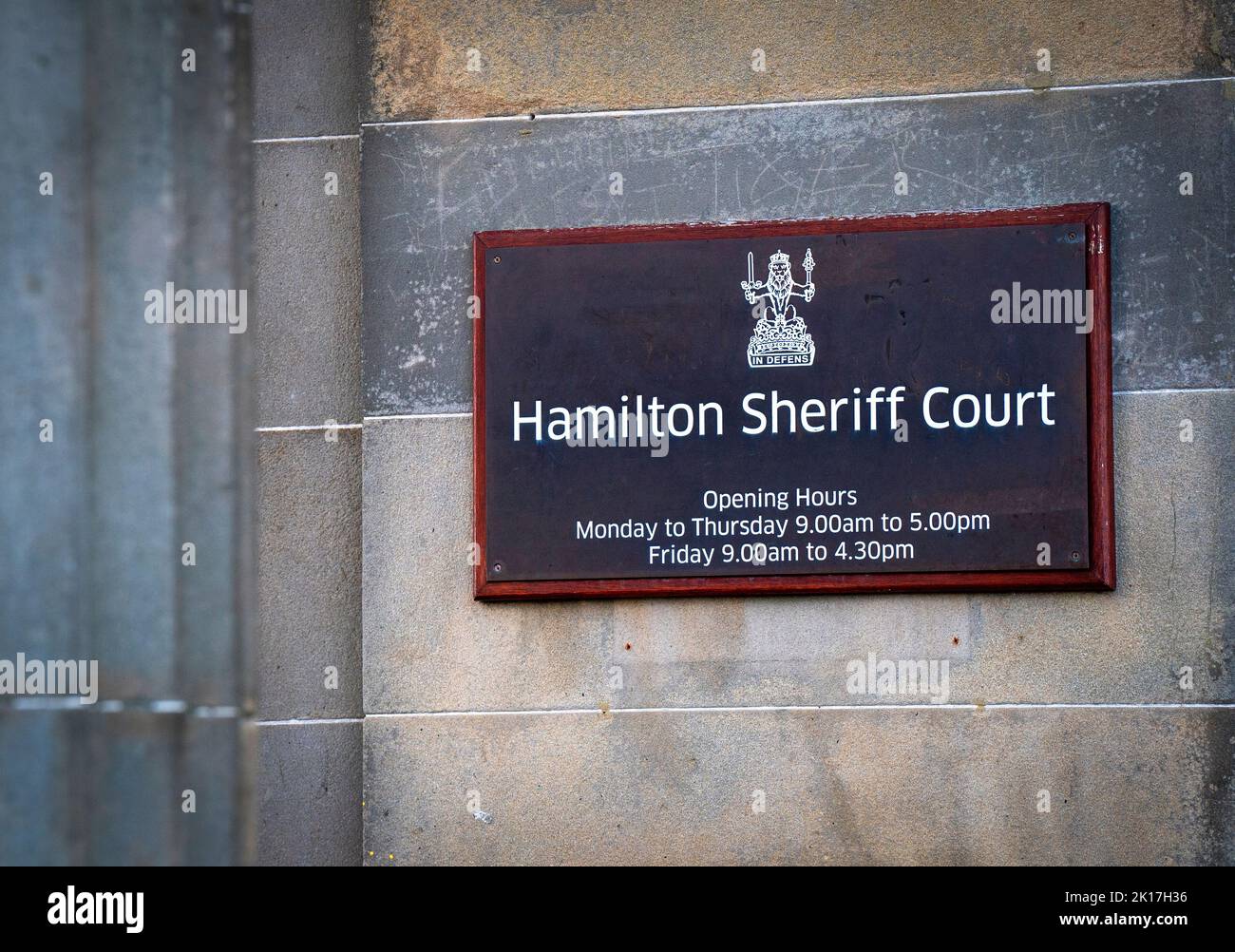 Hamilton Sheriff Court, Lanarkshire. Fecha de la foto: Viernes 16 de septiembre de 2022. Foto de stock