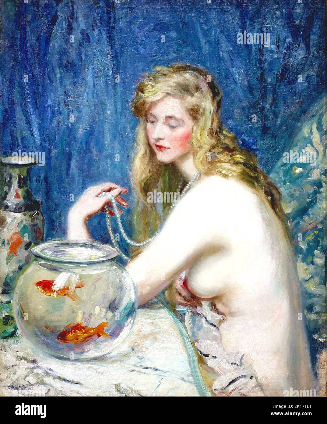 Albert Edward Serner - Un desnudo con un tazón de Goldfish - 1919 Foto de stock