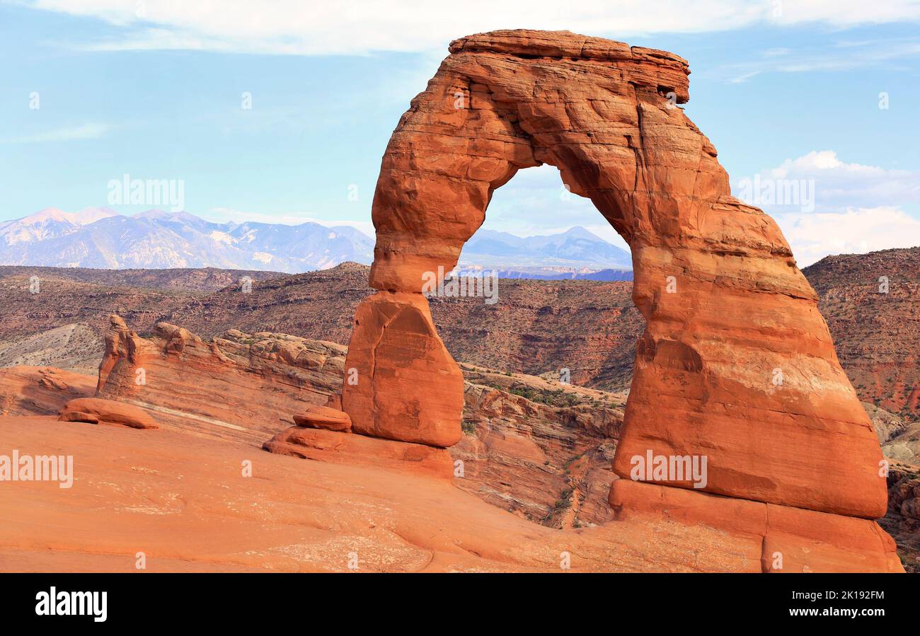 El arco delicado en el Parque Nacional de Arches, en Utah, EE.UU. Foto de stock