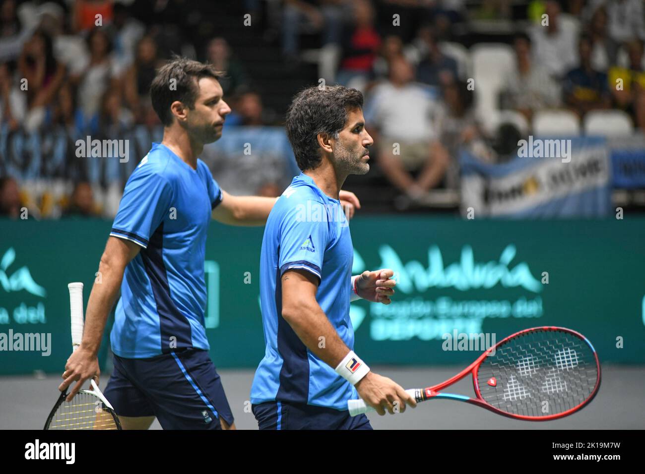 Maximo González y Horacio Zeballos (Argentina) contra Croacia. Final de la Copa Davis, Grupo A (Bolonia) Foto de stock