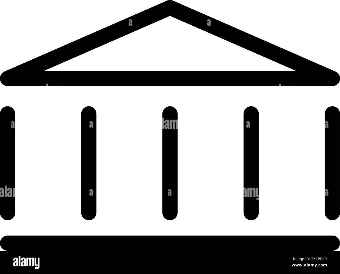 Icono de vector con el logotipo de un banco o museo vectorial. Cartel negro universitario. Edificio histórico con columnas, símbolo de silueta, aislado en blanco Ilustración del Vector