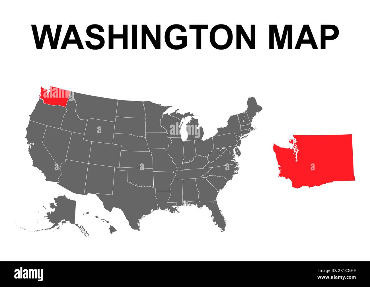 Mapa de Washington, Estados unidos de américa. Ilustración vectorial