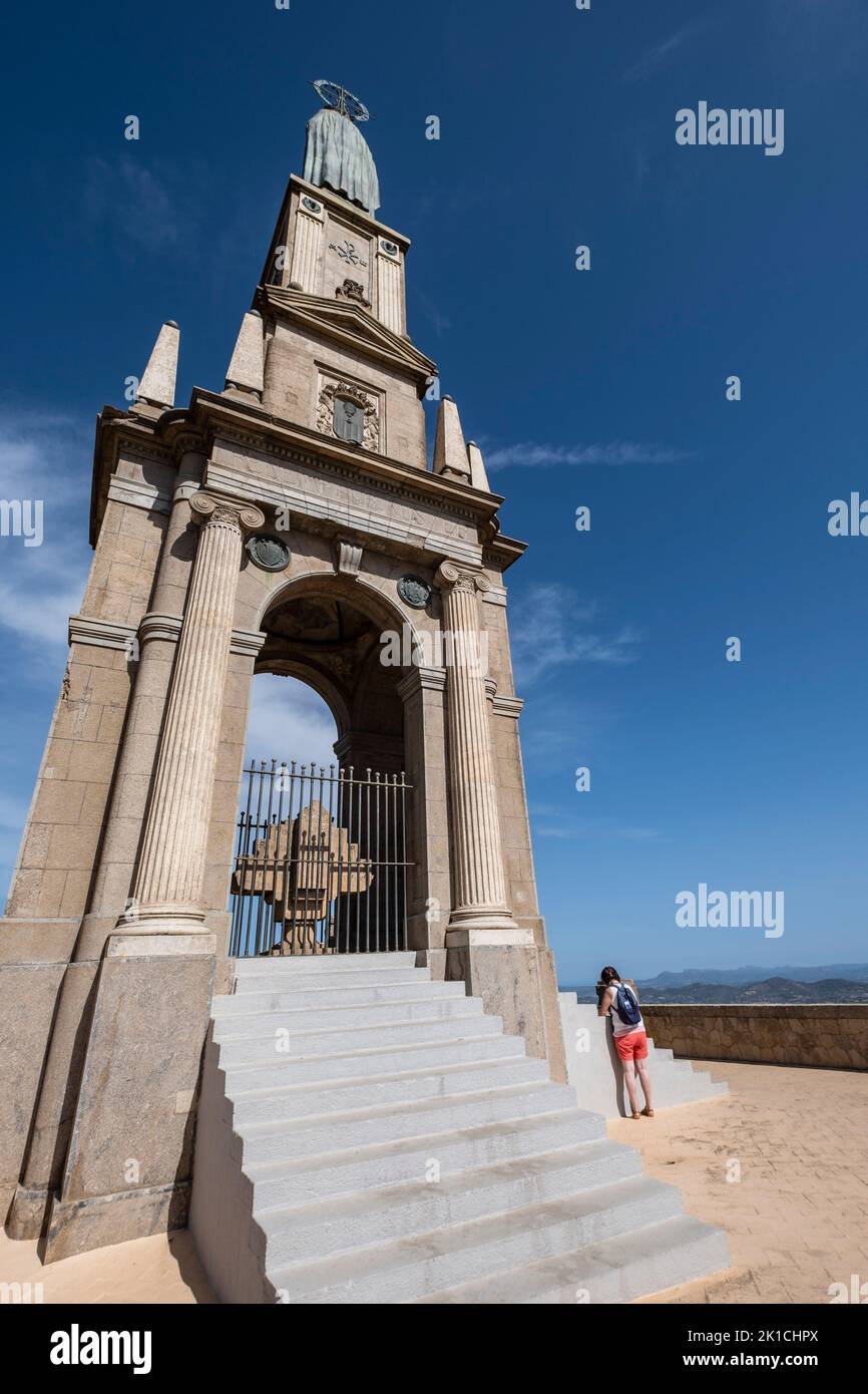 Santuario de la Mare de Déu de Sant Salvador, siglo XIV, Monumento a Cristo Rey, Felanitx, Mallorca, Islas Baleares, España Foto de stock