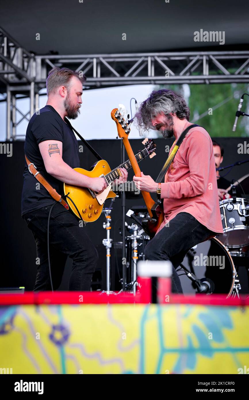 The Brothers landreth, Vancouver Folk Music Festival, Vancouver, British Columbia, Canadá Foto de stock