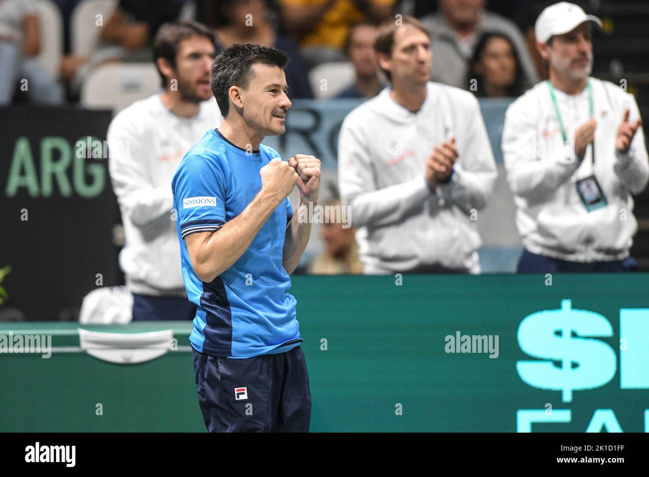 Guillermo Coria, capitán del equipo argentino, contra Italia. Final de la Copa Davis, Grupo A (Bolonia) Foto de stock